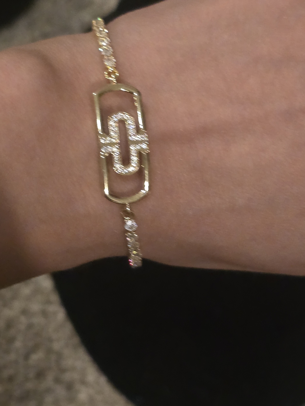 22kgp Dubai Jewelry Gold-Tone Pave Link Bracelet - Women Jewelry